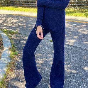Something Navy cashmere flare pants